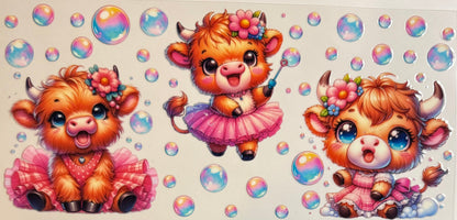 Vaca de las Highlands con margarita