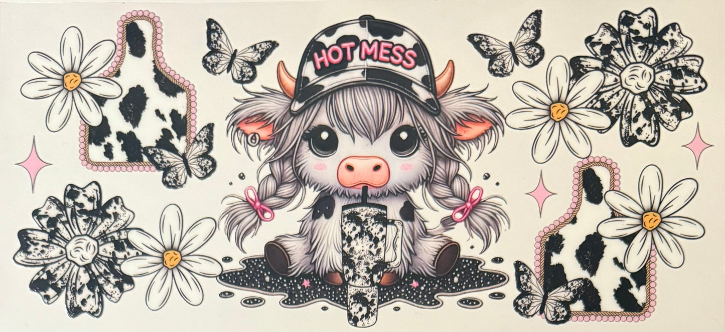 Vaca de las Highlands con margarita