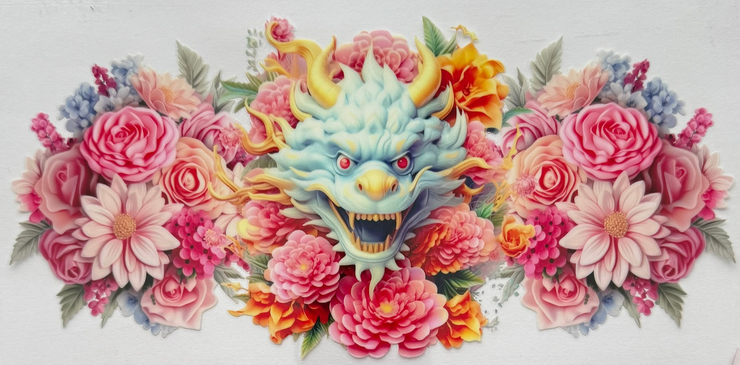 Dragón y flores