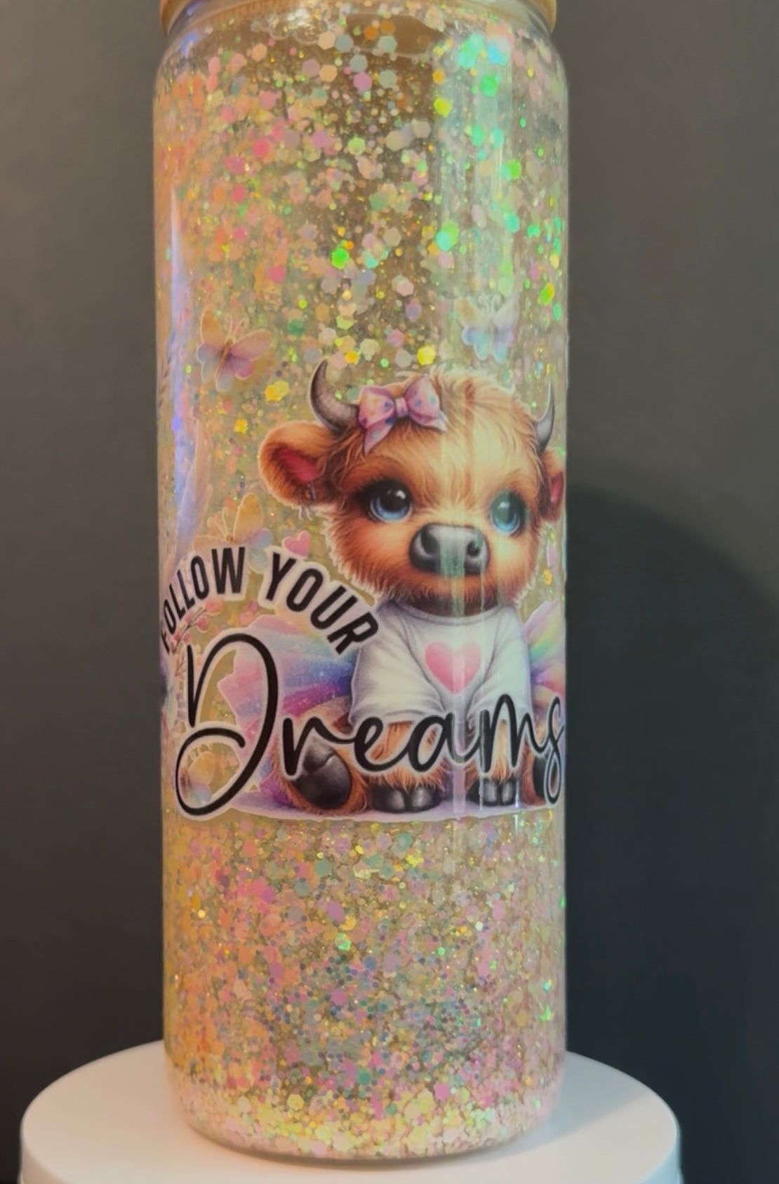 25oz Glass Snow Globe Cup