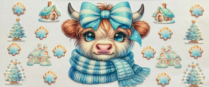 Vaca de las Highlands con margarita